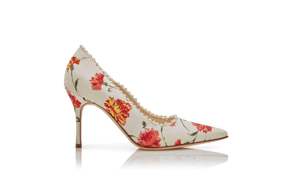 KIFAT Ivory Satin Pearl Detail Pumps Product Image