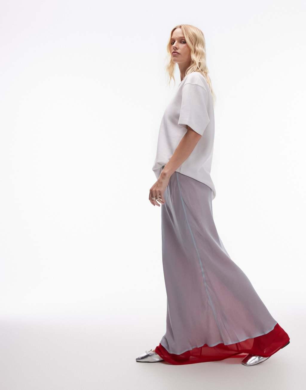 VRG GRL energy maxi skirt in powder blue Product Image