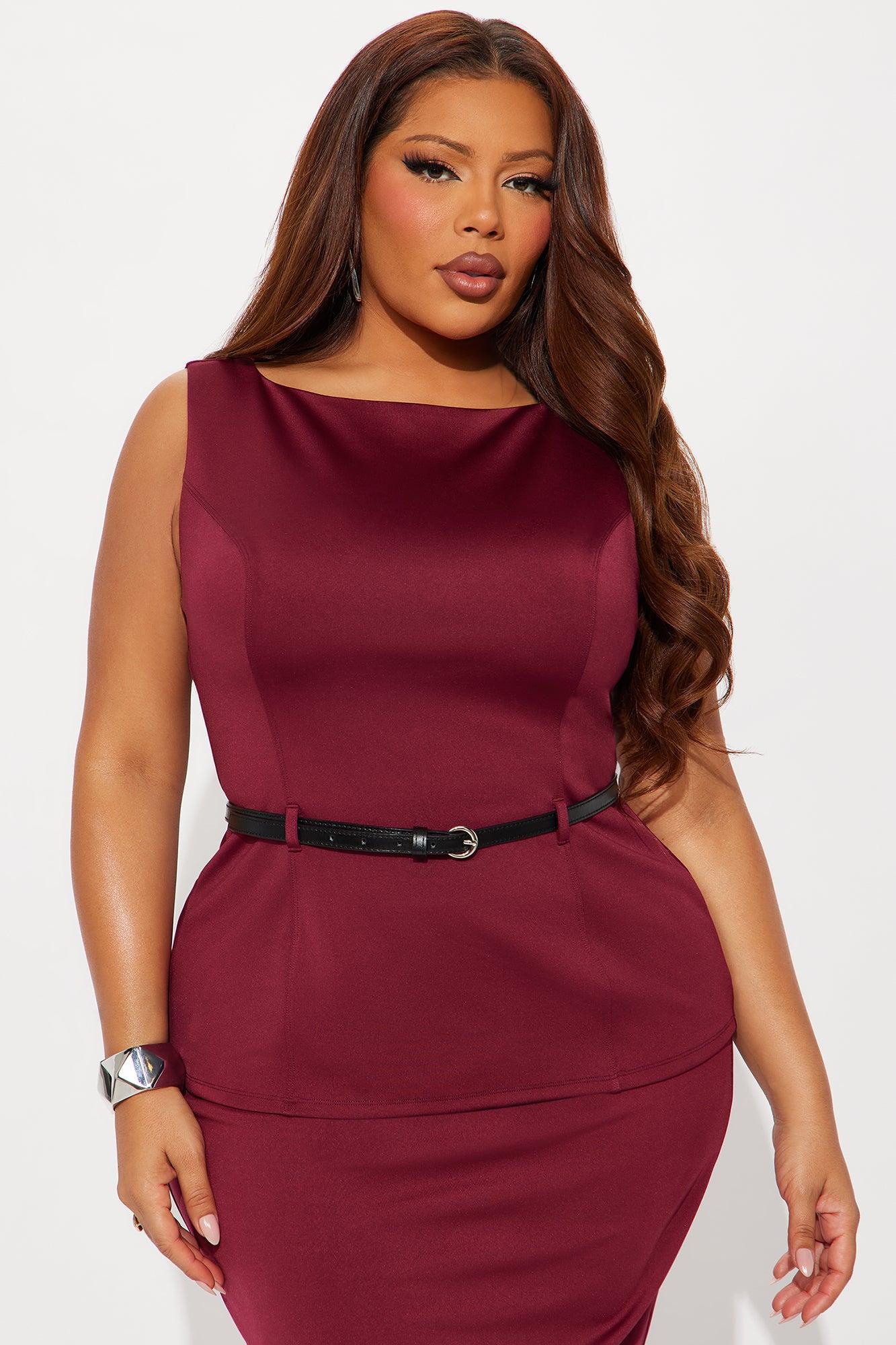 She Means Business Pencil Skirt Set - Wine Product Image