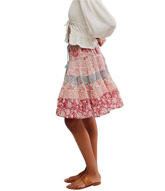 Free People Many Layers Mixed Floral Print Low Rise Tiered Skirt Product Image