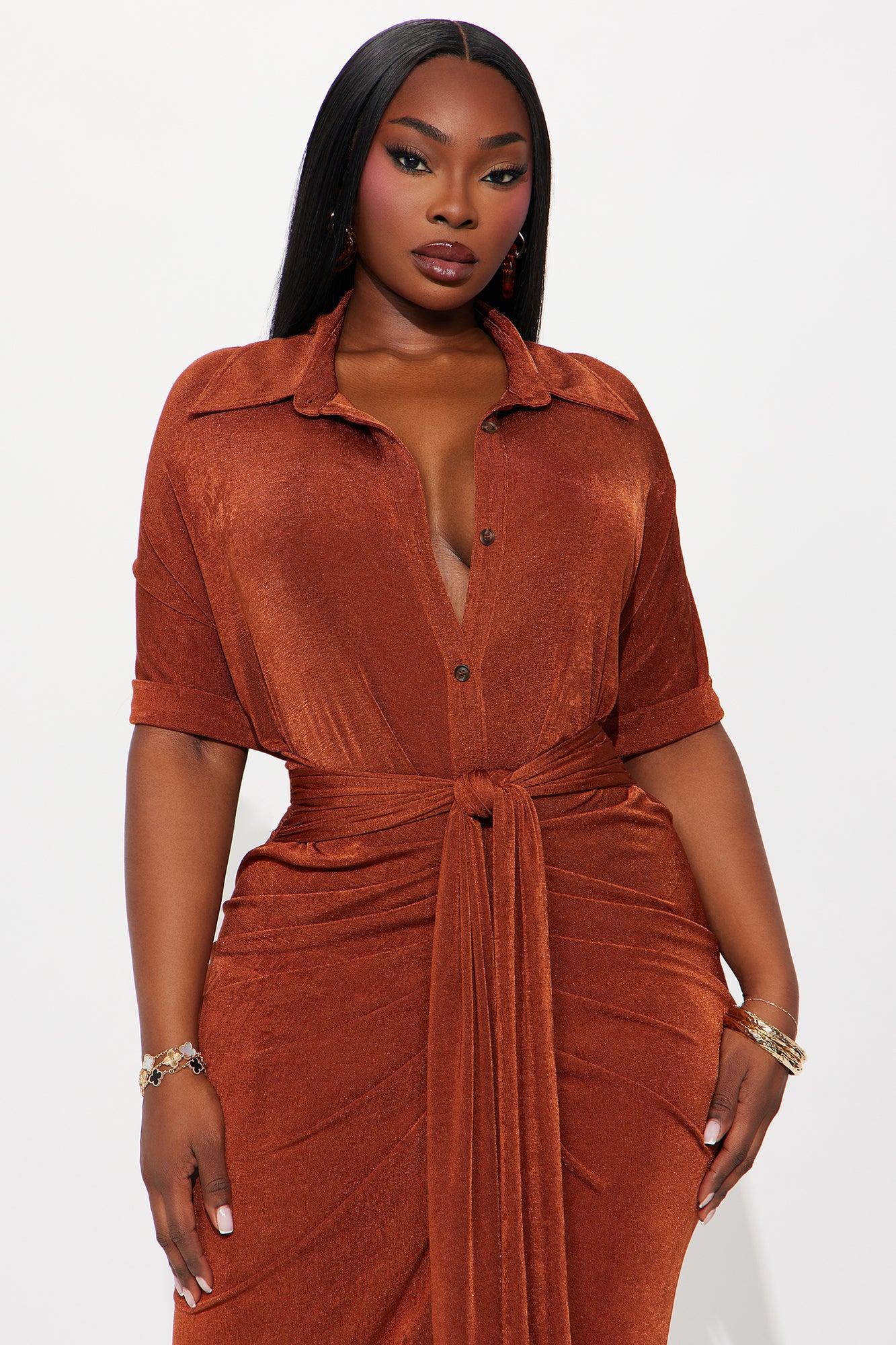 City Mood Slinky Midi Dress - Chocolate Product Image