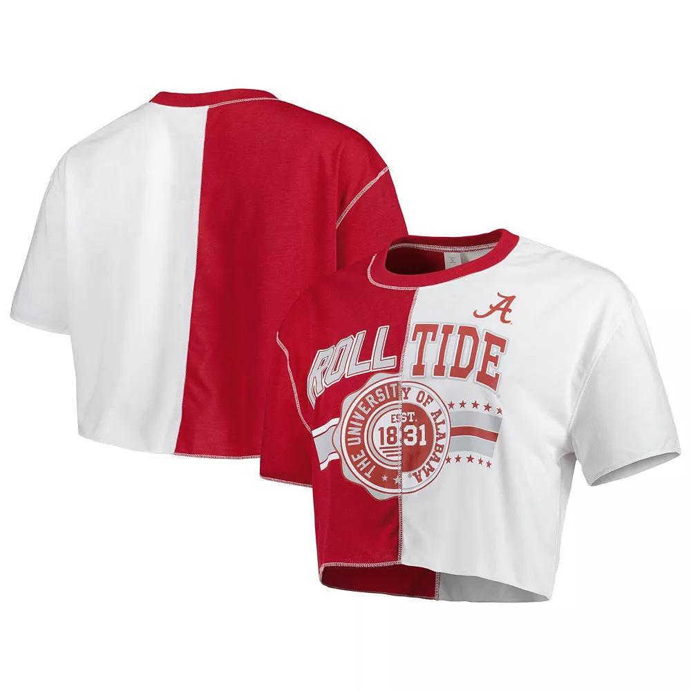 Women's ZooZatz Crimson/White Alabama Crimson Tide Colorblock Cropped T-Shirt, Size: Small, Red Product Image
