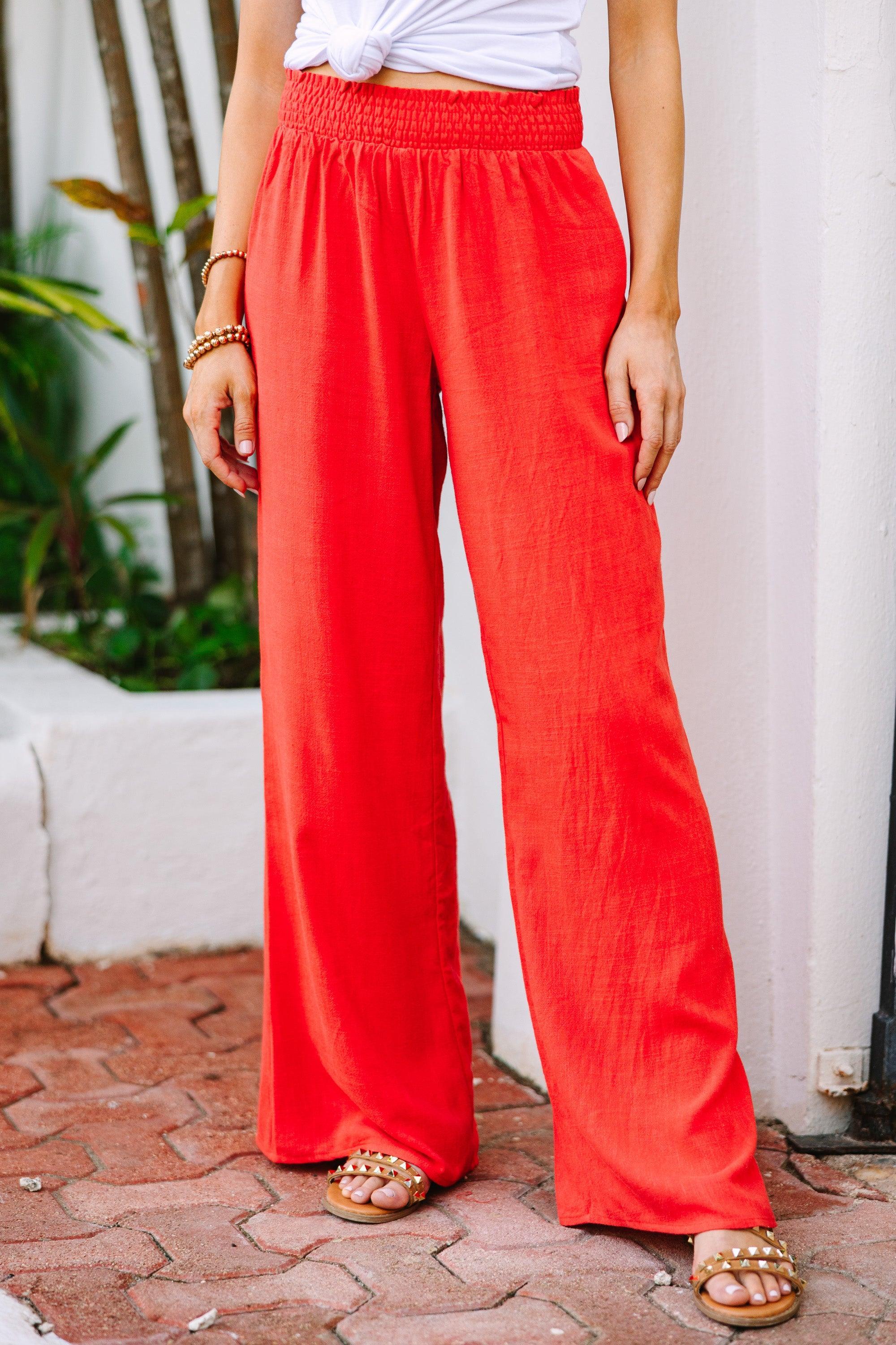 Can't Stop Red Linen Pants Female Product Image