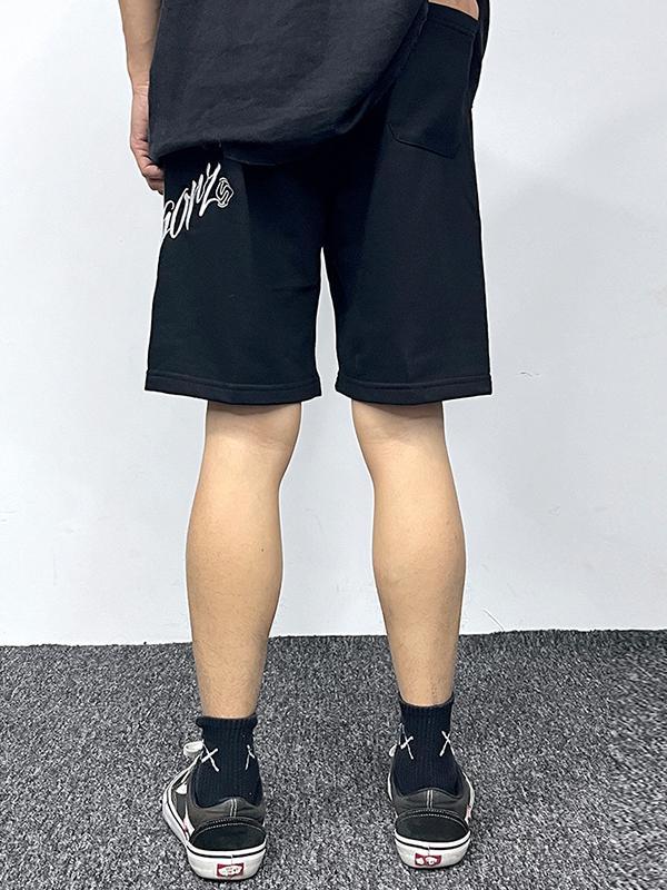 Men'S Loose Straight Casual Embroidered Letter Shorts Product Image