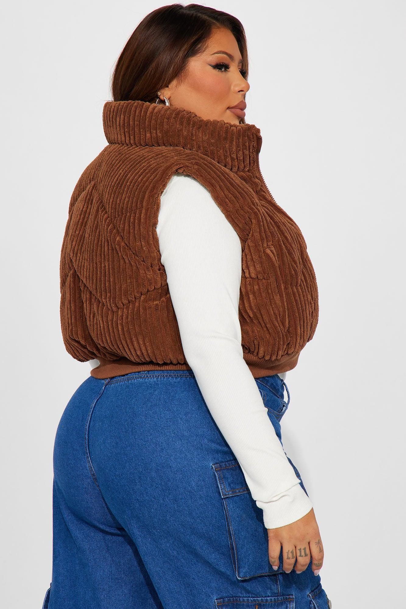 Jhene Corduroy Puffer Vest - Cognac Product Image