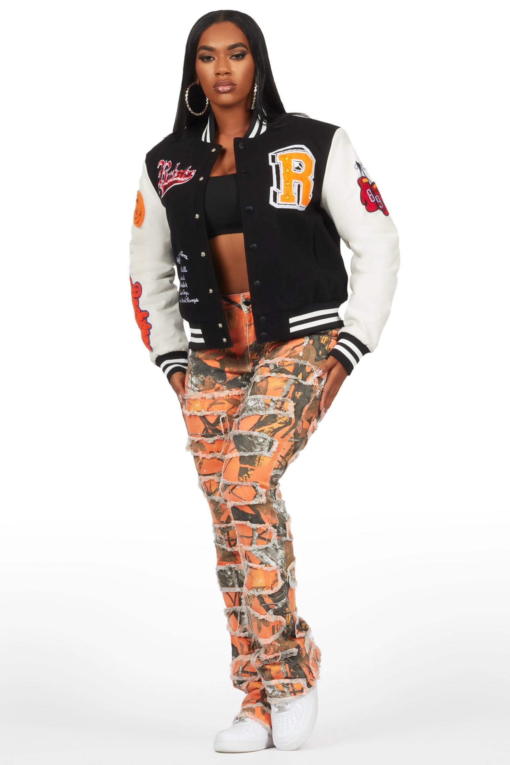 Rosalind Black Oversized Varsity Jacket Female Product Image