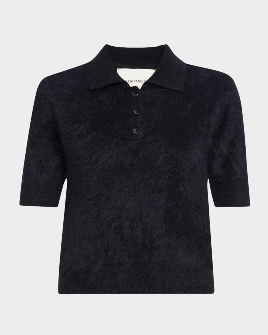 Carolyn Fuzzy Cashmere Polo Sweater Product Image