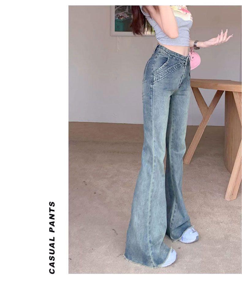 High Rise Washed Slim-Fit Boot-Cut Jeans Product Image