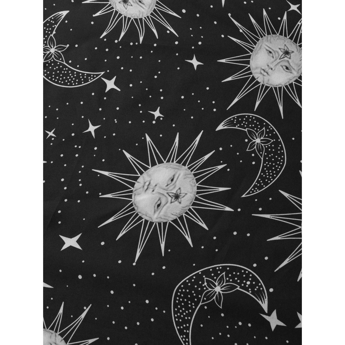 Plus Size Moon & Star Print Mesh Pocket Skirt Women Black Resort See through Loose No stretch Side seam pocket Vacation Skirts BloomChic 14-16/1X Product Image