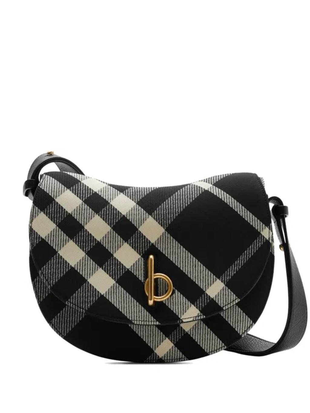 BURBERRY Rocking Horse Checked Crossbody Bag In Black Product Image