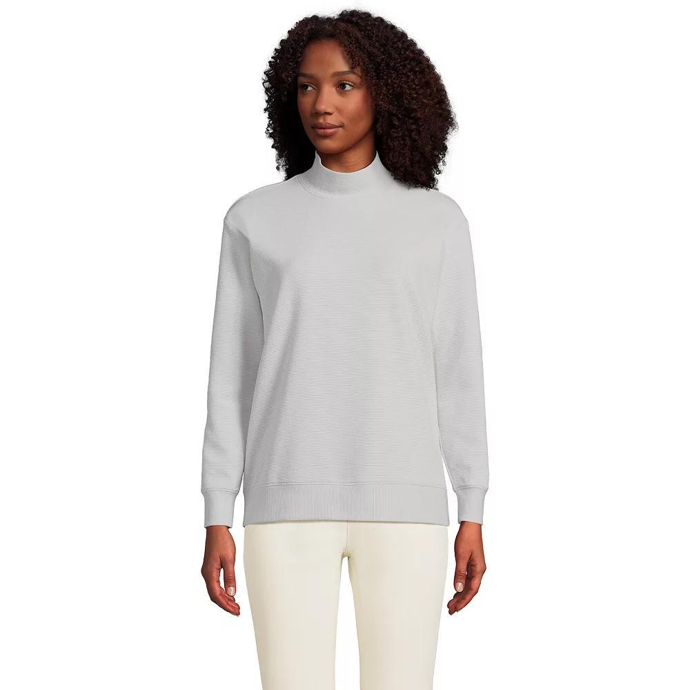 Plus Size Lands' End Long-Sleeve Ottoman Mock Pullover, Women's, Size: 3XL, Pale Gray Product Image