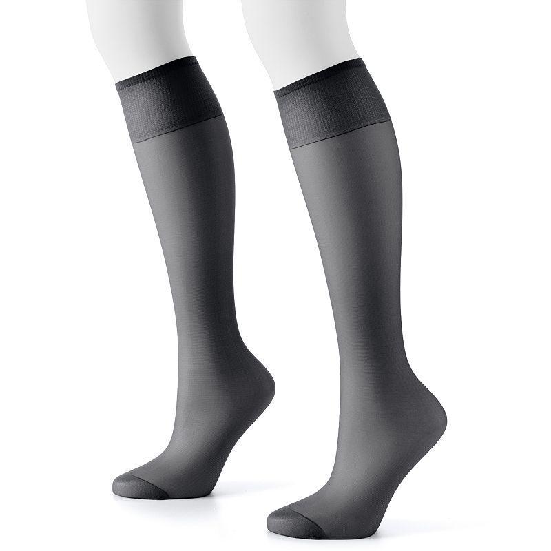 Hanes Silk Reflections Reinforced-Toe Knee Highs 2-Pack Product Image