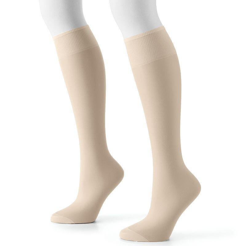 Hanes Silk Reflections Reinforced-Toe Knee Highs 2-Pack Product Image