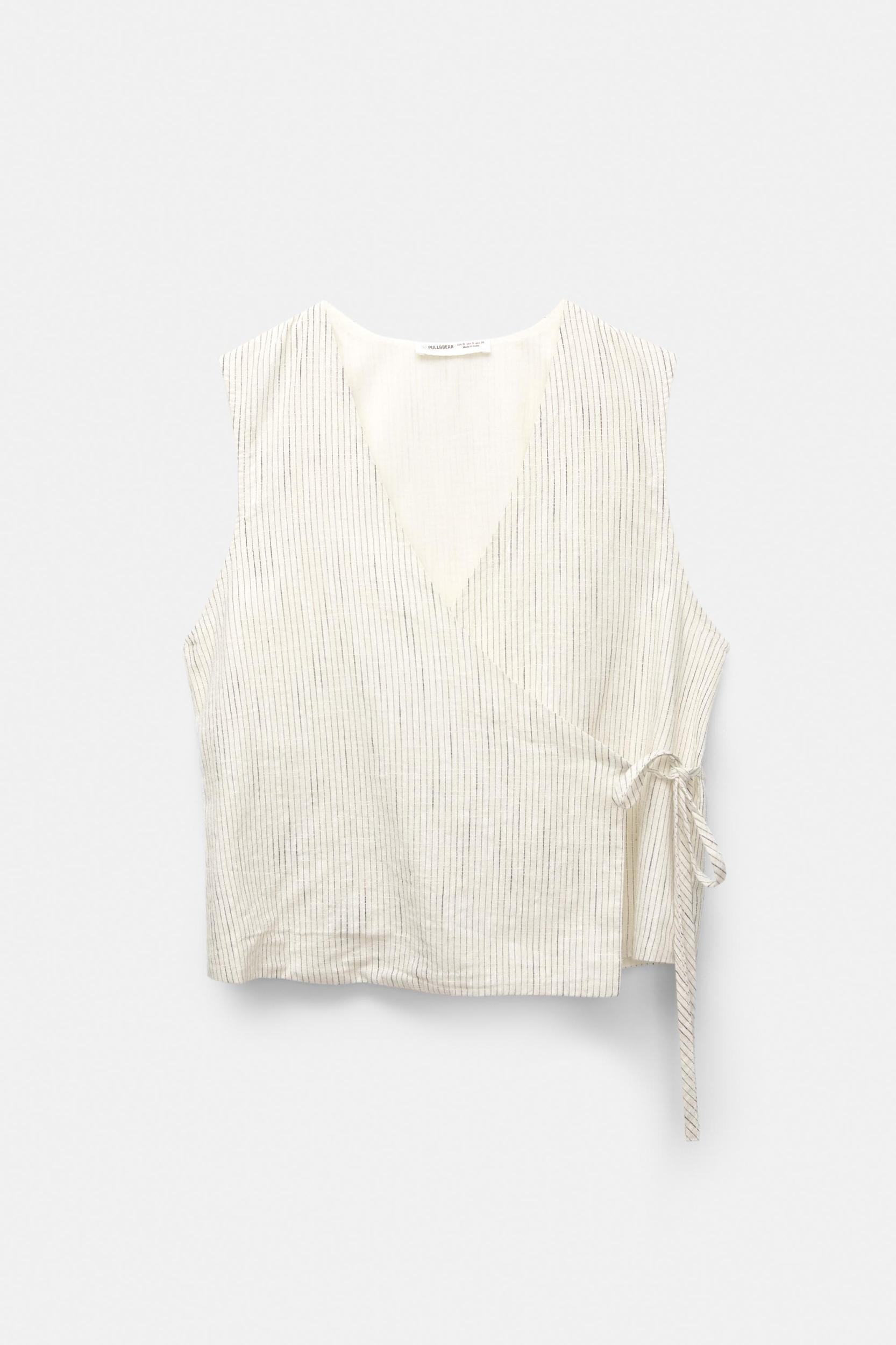 Rustic striped crossover top Product Image