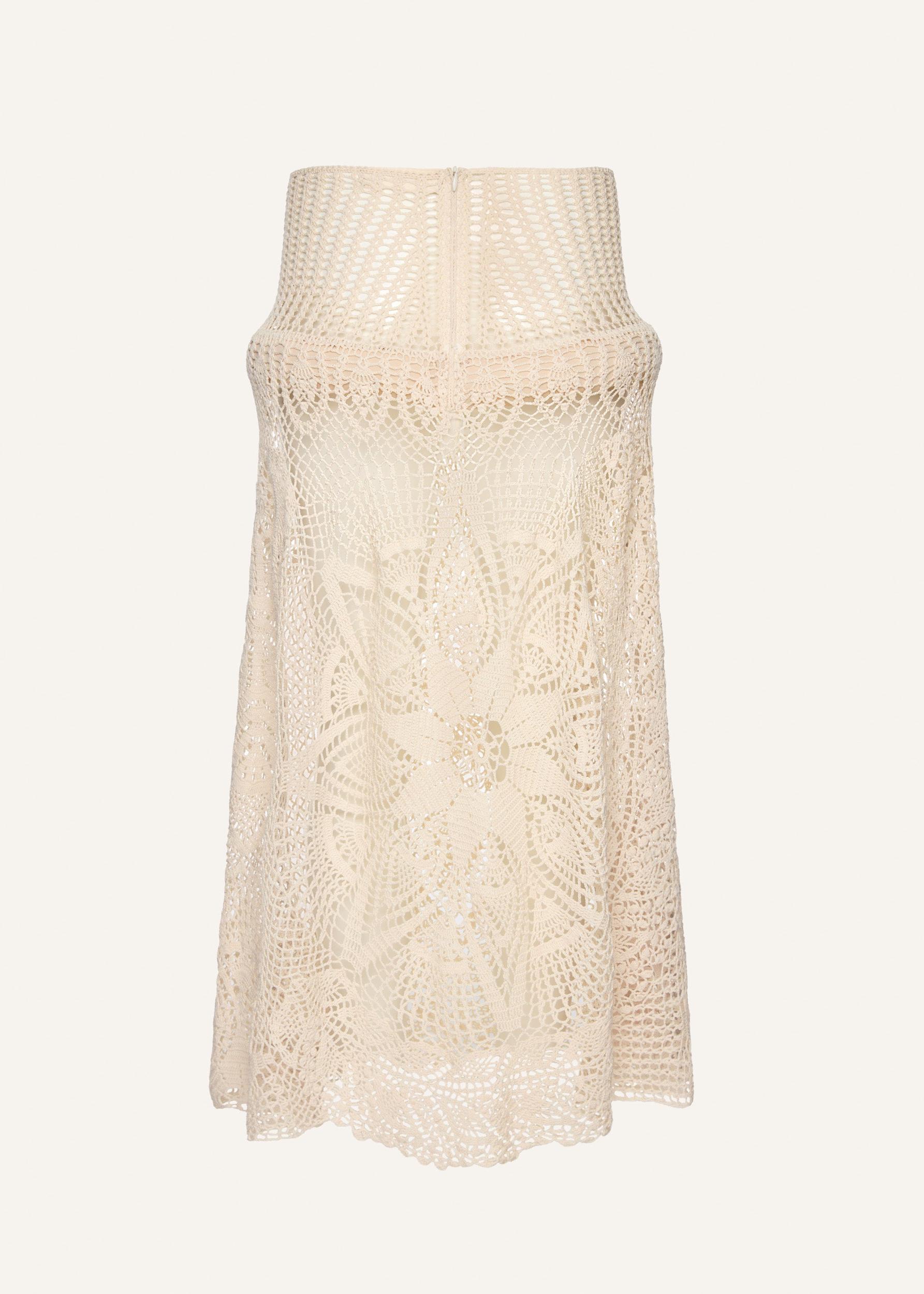 Lace crochet drop-waist skirt in cream Product Image
