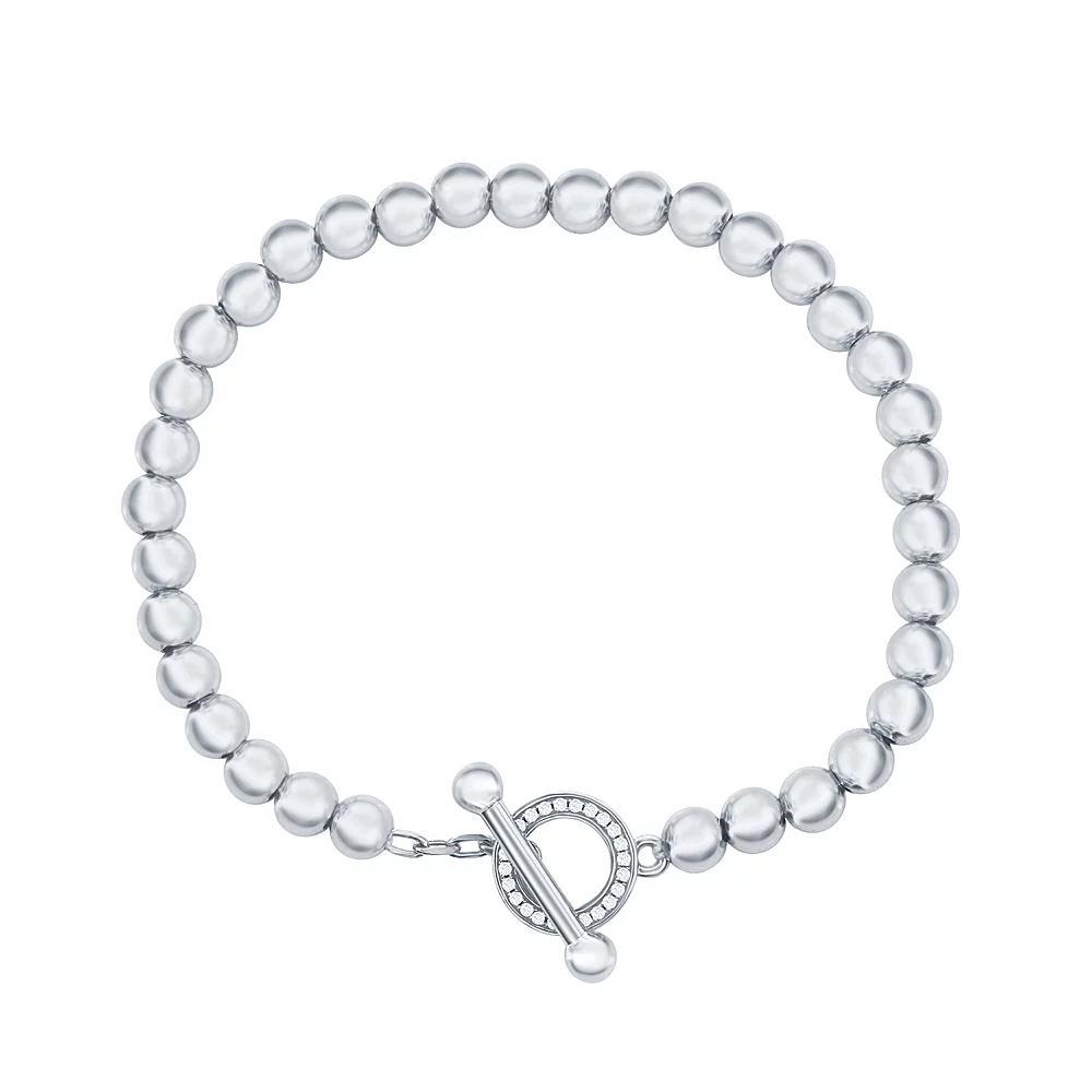 Argento Bella Sterling Silver Cubic Zirconia Beaded Toggle Bracelet, Women's, Size: 7" Product Image