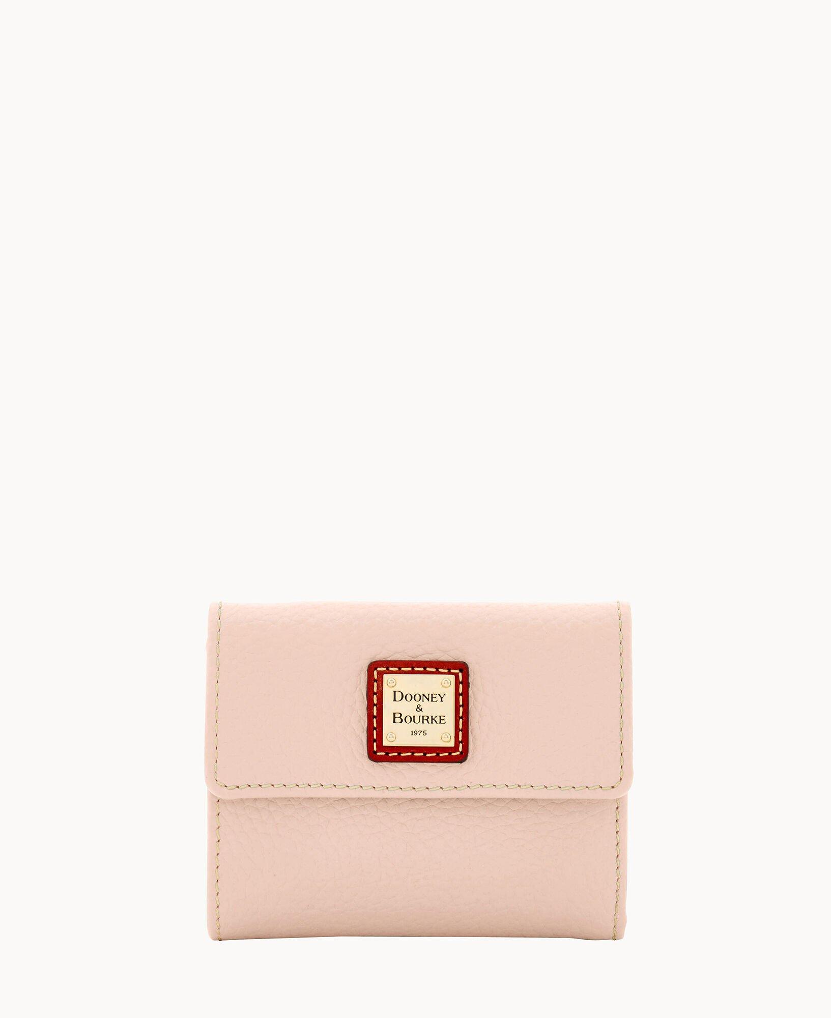 Dooney & Bourke Womens Pebble Grain Small Flap Credit Card Leather Wallet in Bark Product Image