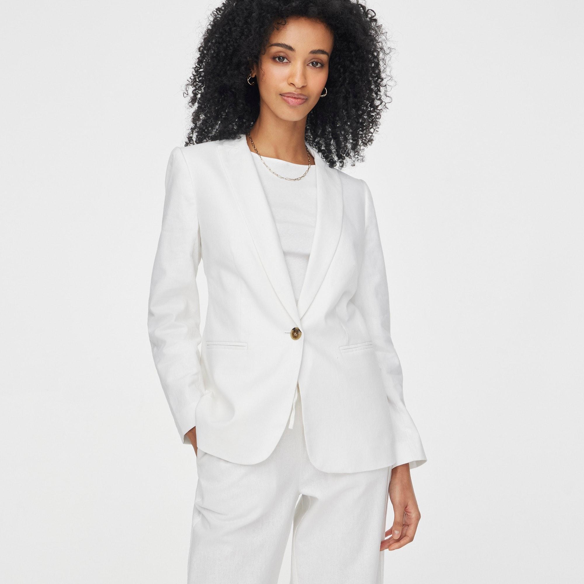 Linen-blend one-button blazer Product Image