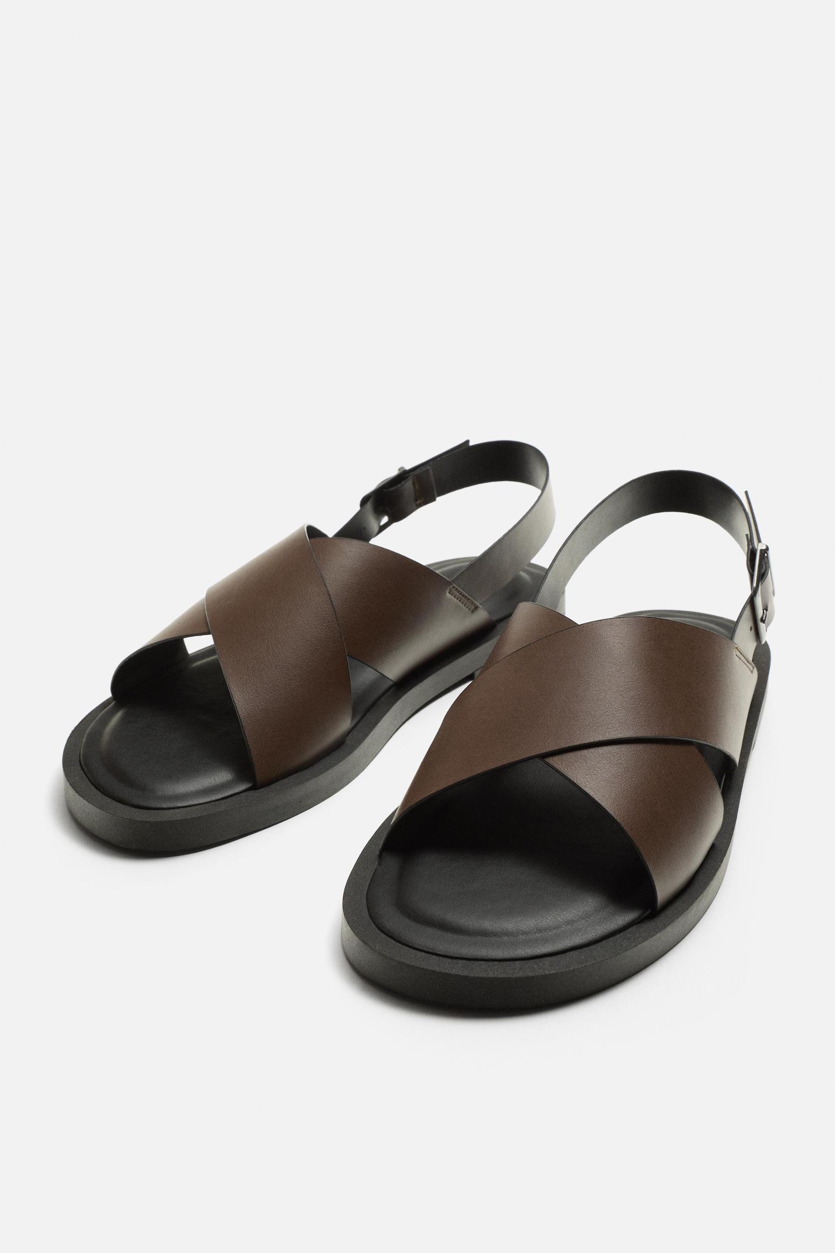 CROSSED CHUNKY SANDALS Product Image