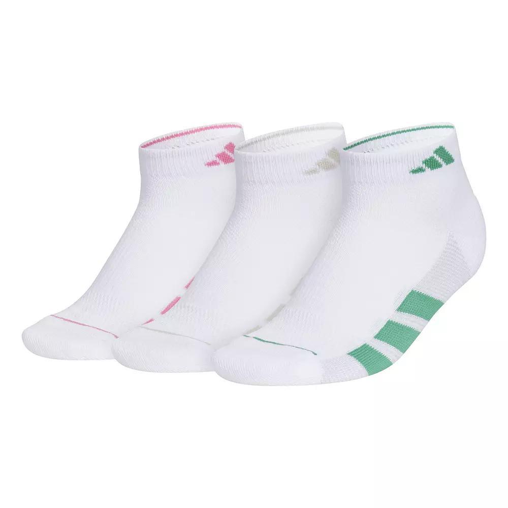 Women's adidas All Day Training Low Cut Socks 3-Pair Pack, Size: 5-10, White Pink Green Product Image