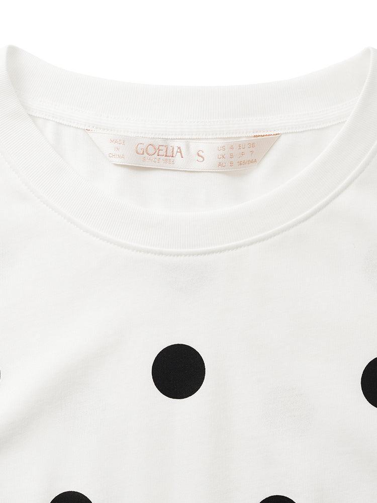 Polka Dots Print Round Neck Women T-Shirt Product Image