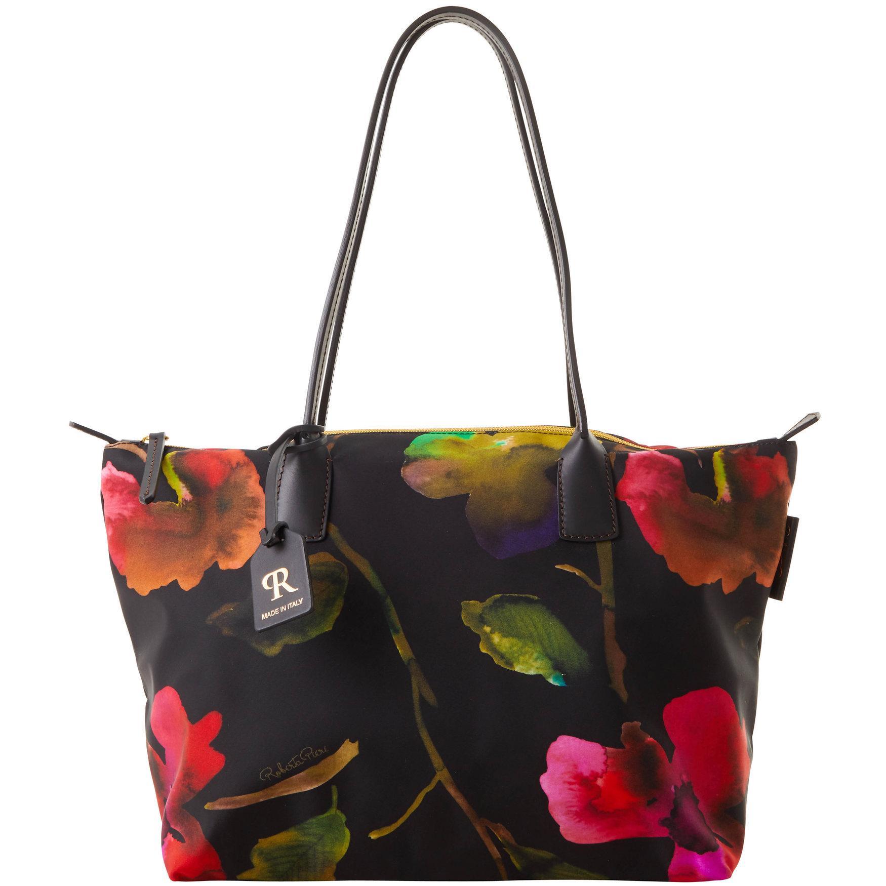 Dooney & Bourke Womens Roberta Pieri Flower Classic Large Robertina Fabric Tote Shopping Bag in White Product Image