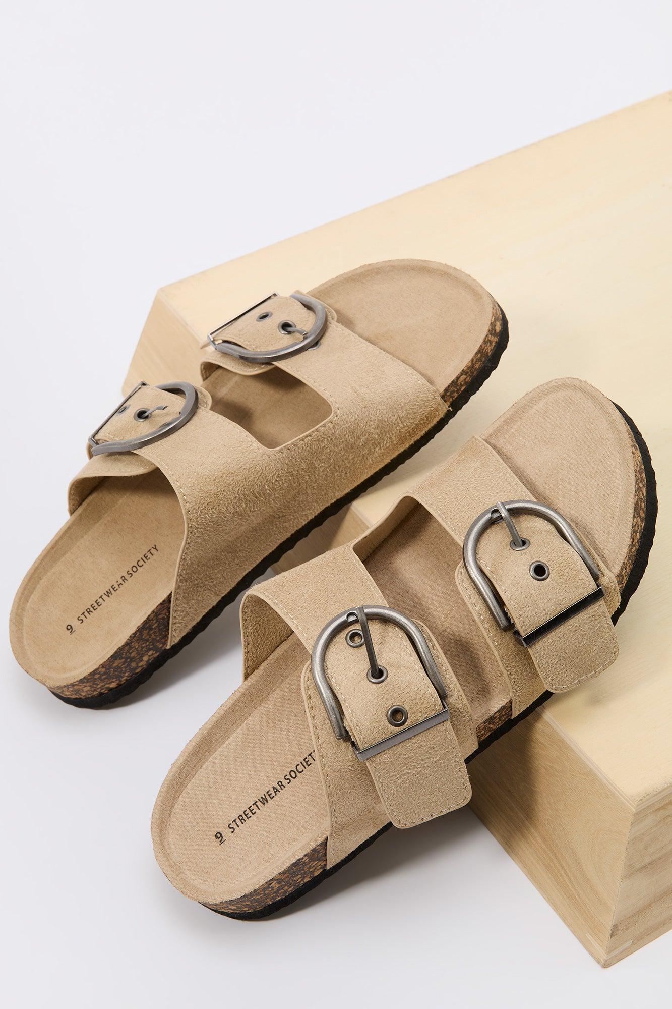 Faux Suede Buckle Cork Sandal Female Product Image