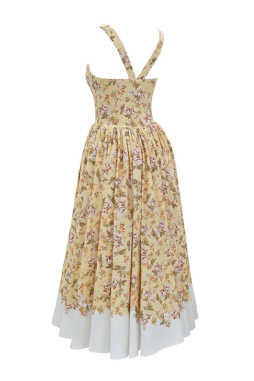 Imani Honeyflower Print Pleated Cotton Mini Dress Product Image