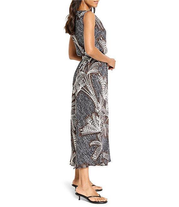 NIC + ZOE Bianca Dotty Palms Boat Neck Sleeveless Blouson Dress Product Image