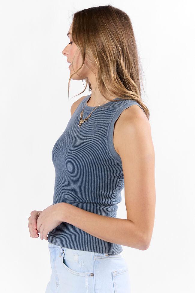 Back To Square One Acid Washed Ribbed High Neck Tank SALE Product Image