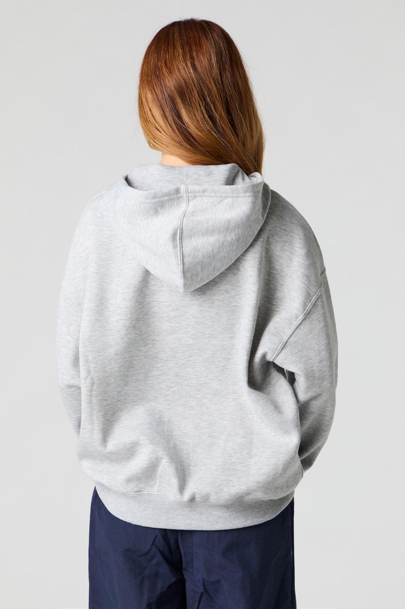 Oversized Printed Zip-Up Fleece Hoodie Female Product Image