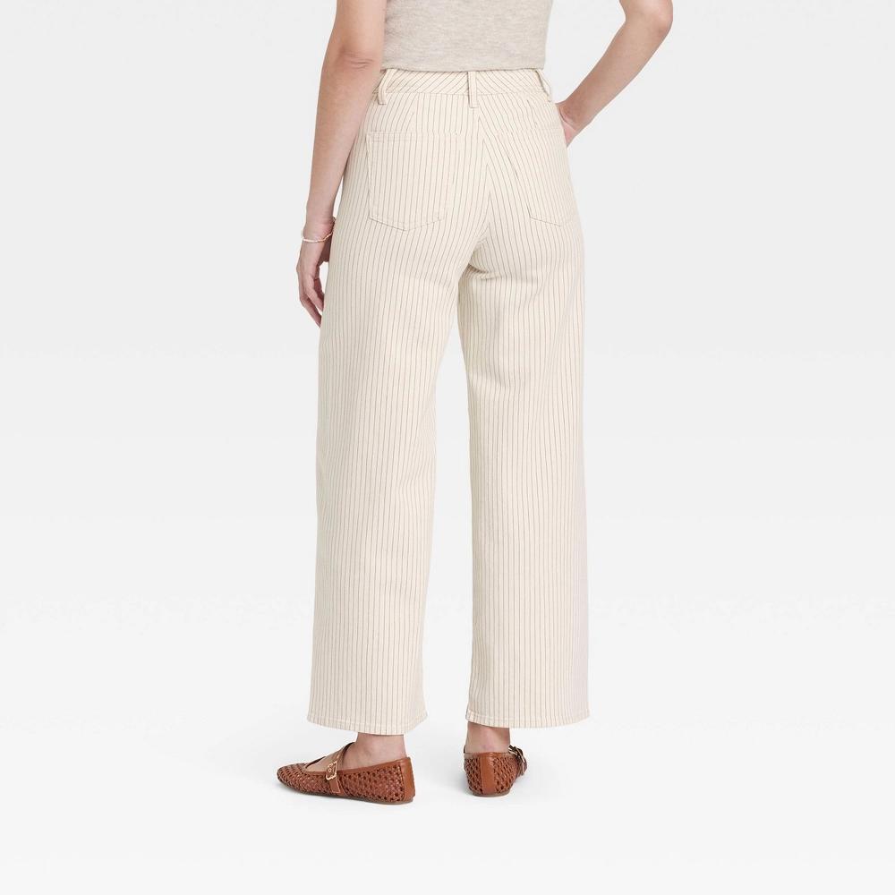 Women's High-Rise Sailor Wide Leg Ankle Jeans - Universal Thread™ Blue 8: Relaxed Fit Back Pocket, Belt Loops Product Image