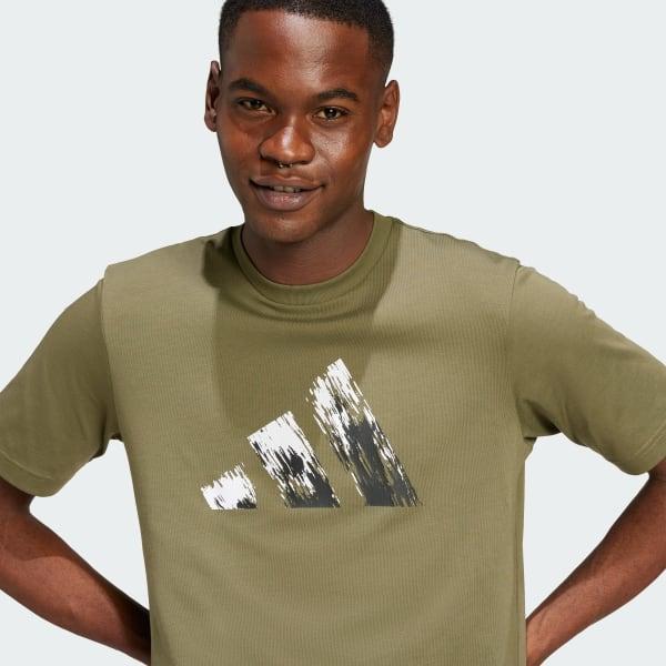 adidas Lounge Painted Graphic Tee Olive Strata XS Mens Product Image