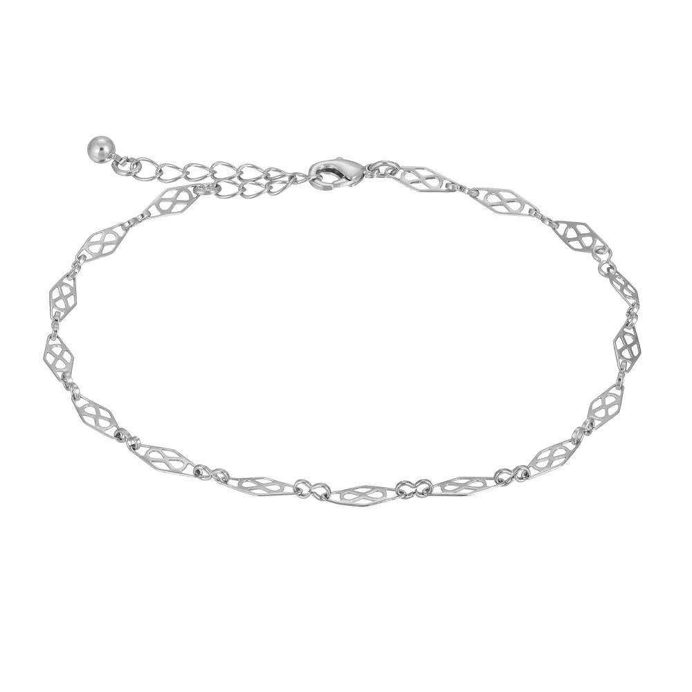 1928 Silver Tone Bohemian Chain Anklet, Womens, Grey Product Image