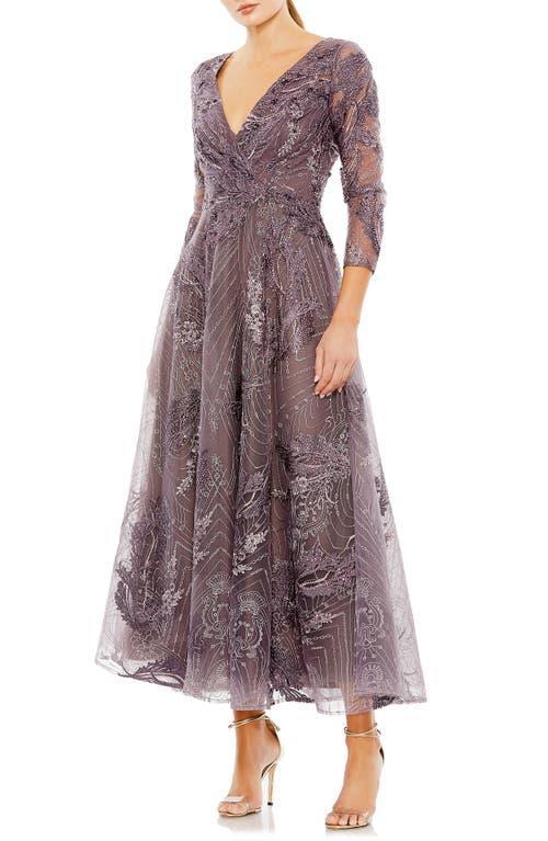 Womens Embellished Faux-Wrap Dress Product Image