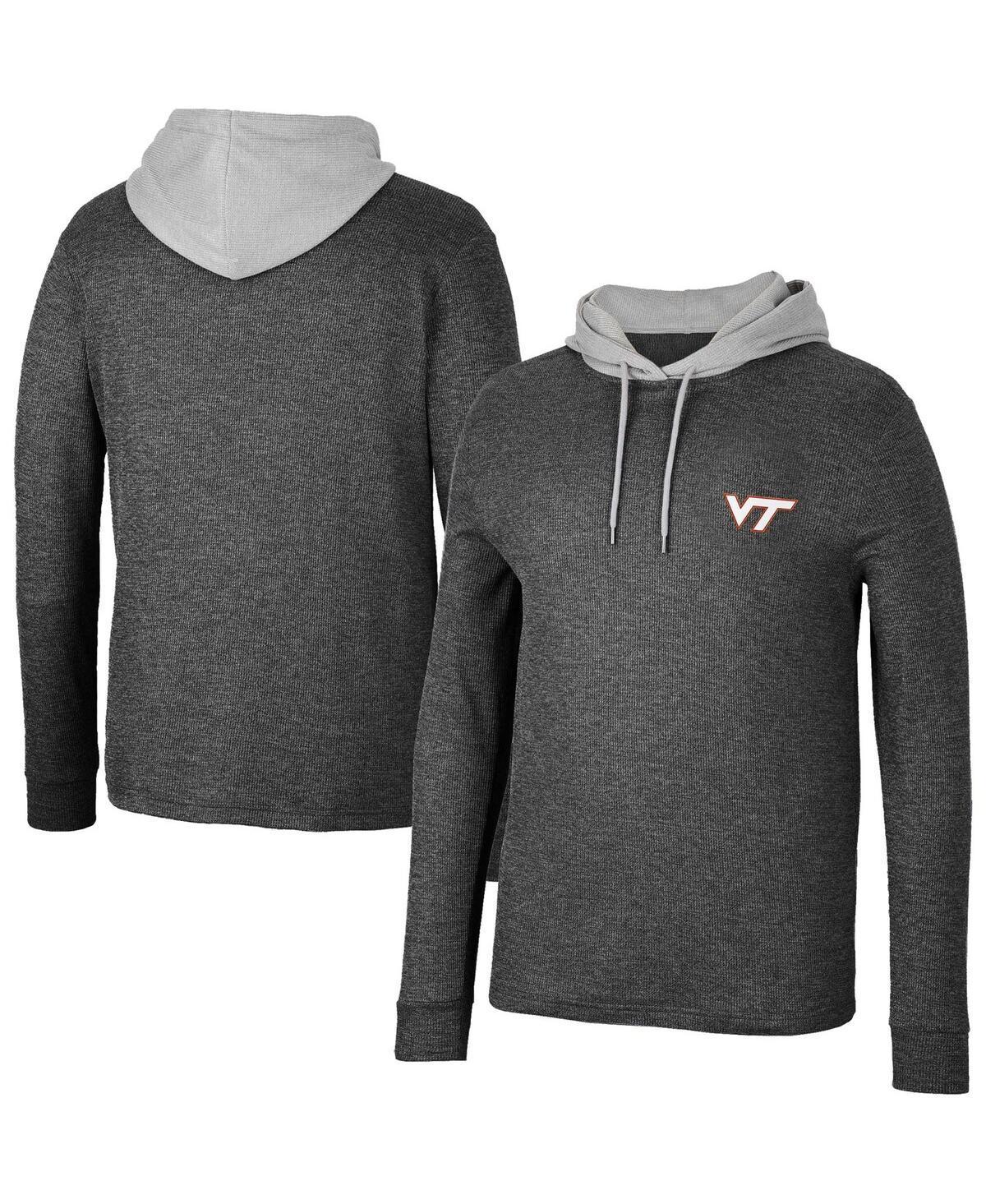 Men's Colosseum Black Air Force Falcons Ballot Waffle-Knit Thermal Long Sleeve Hoodie T-Shirt, Size: Medium, Afa Black Product Image