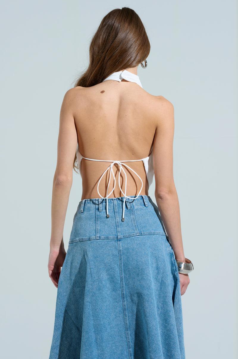 MIAMI NIGHTS HALTER NECK TIE BACK TOP Product Image