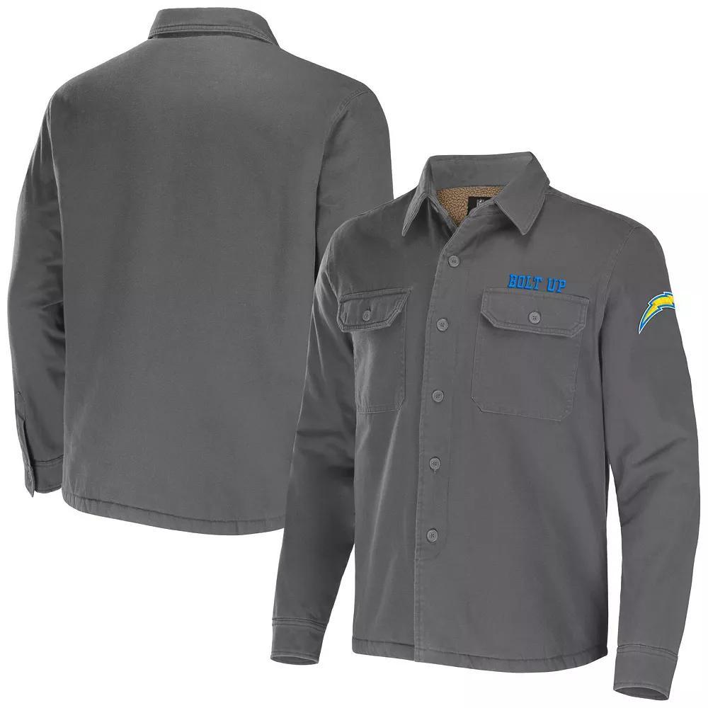 Men's NFL x Darius Rucker Collection by Fanatics Gray Cleveland Browns Canvas Button-Up Shirt Jacket, Size: Small, Grey Product Image