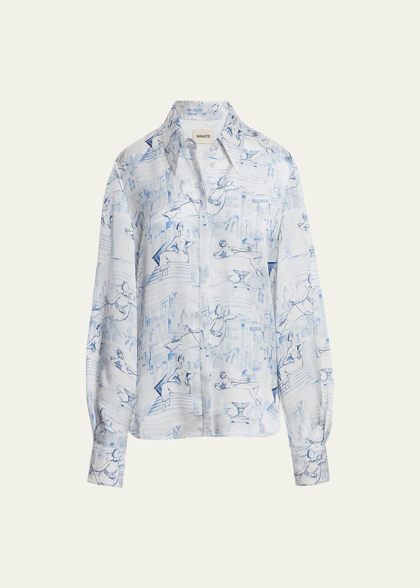 Minta Toile-Print Collared Top Product Image
