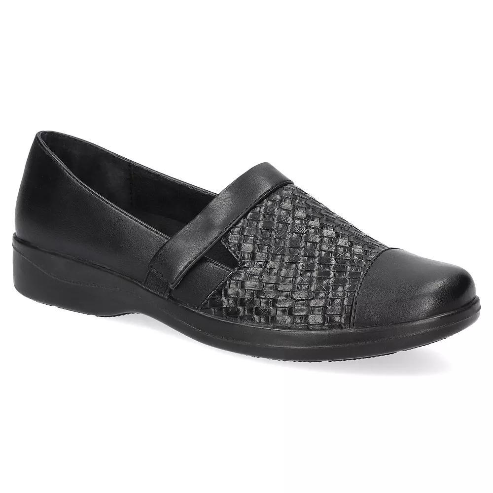 Easy Street Women's Destiny Slip-on Comfort Flats, Size: 9 Wide, Black Woven Embossed Product Image