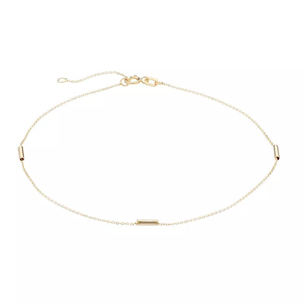 Au Naturale 14k Gold Adjustable Tube Station Anklet, Womens Product Image