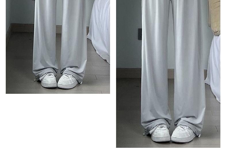 High Rise Plain Drawstring Gather Cuff Wide Leg Sweatpants Product Image