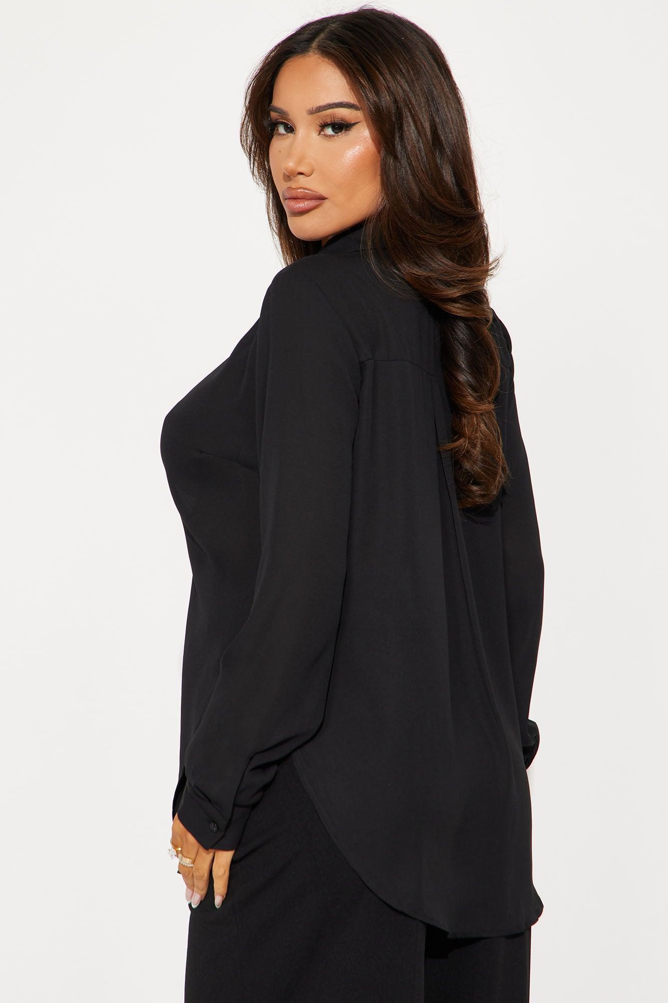 Everly Chiffon Shirt - Black Product Image