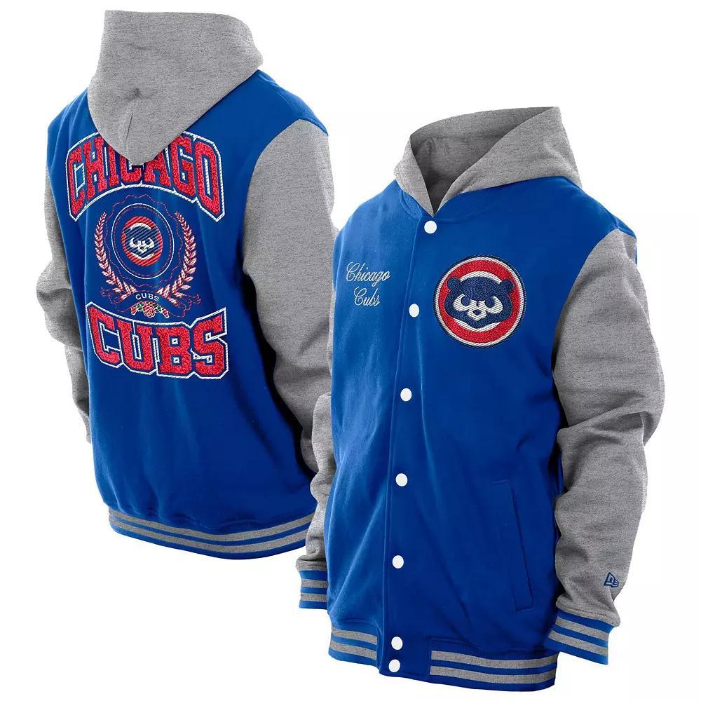 Men's New Era Royal Chicago Cubs Throwback Prep Full-Snap Hoodie Jacket, Size: Small, Blue Product Image
