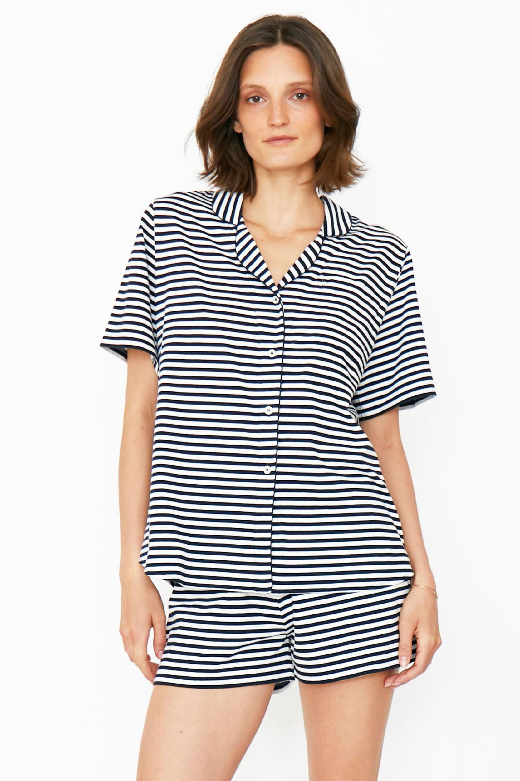 The Short PJ Set - Navy/White Female Product Image
