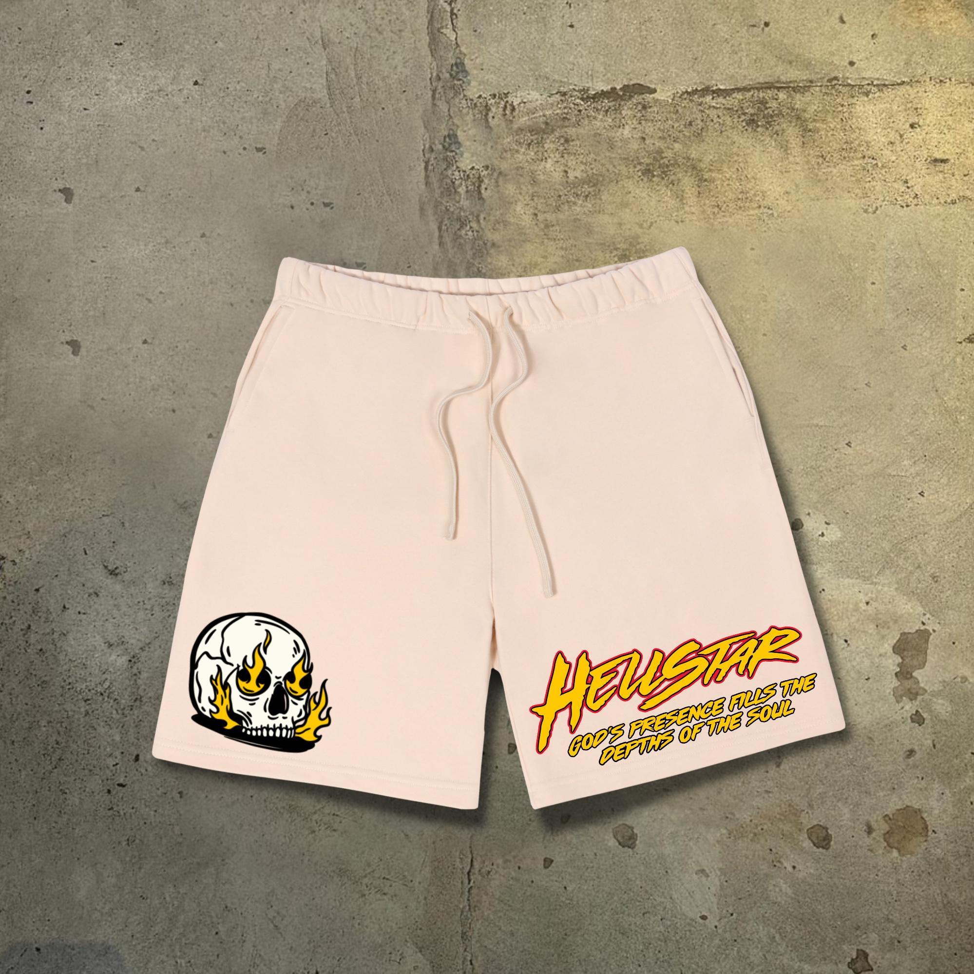 Vintage Hellstar Burning Soul Print Graphic Cotton Shorts Product Image