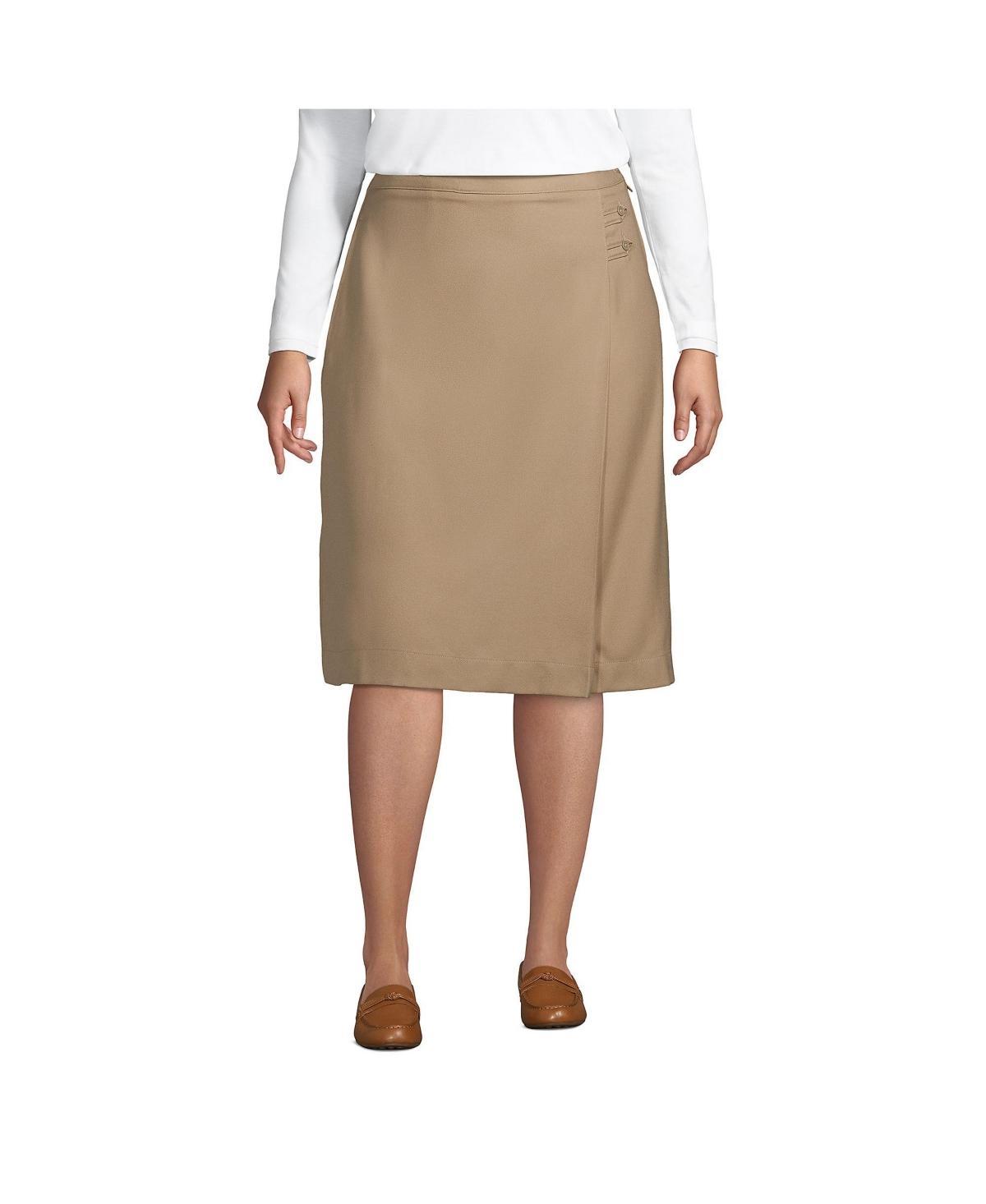 Plus Size Lands' End School Uniform Solid A-line Skirt, Women's, Size: 18 W, Green Product Image