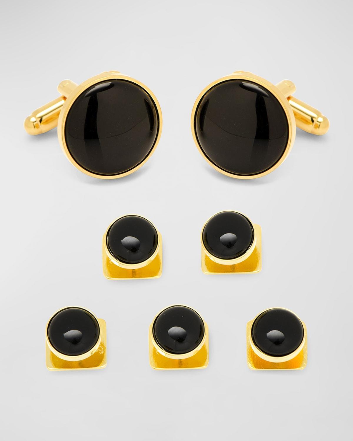 Mens Silver & Mother-Of-Pearl 5-Piece Cufflink & Stud Set Product Image