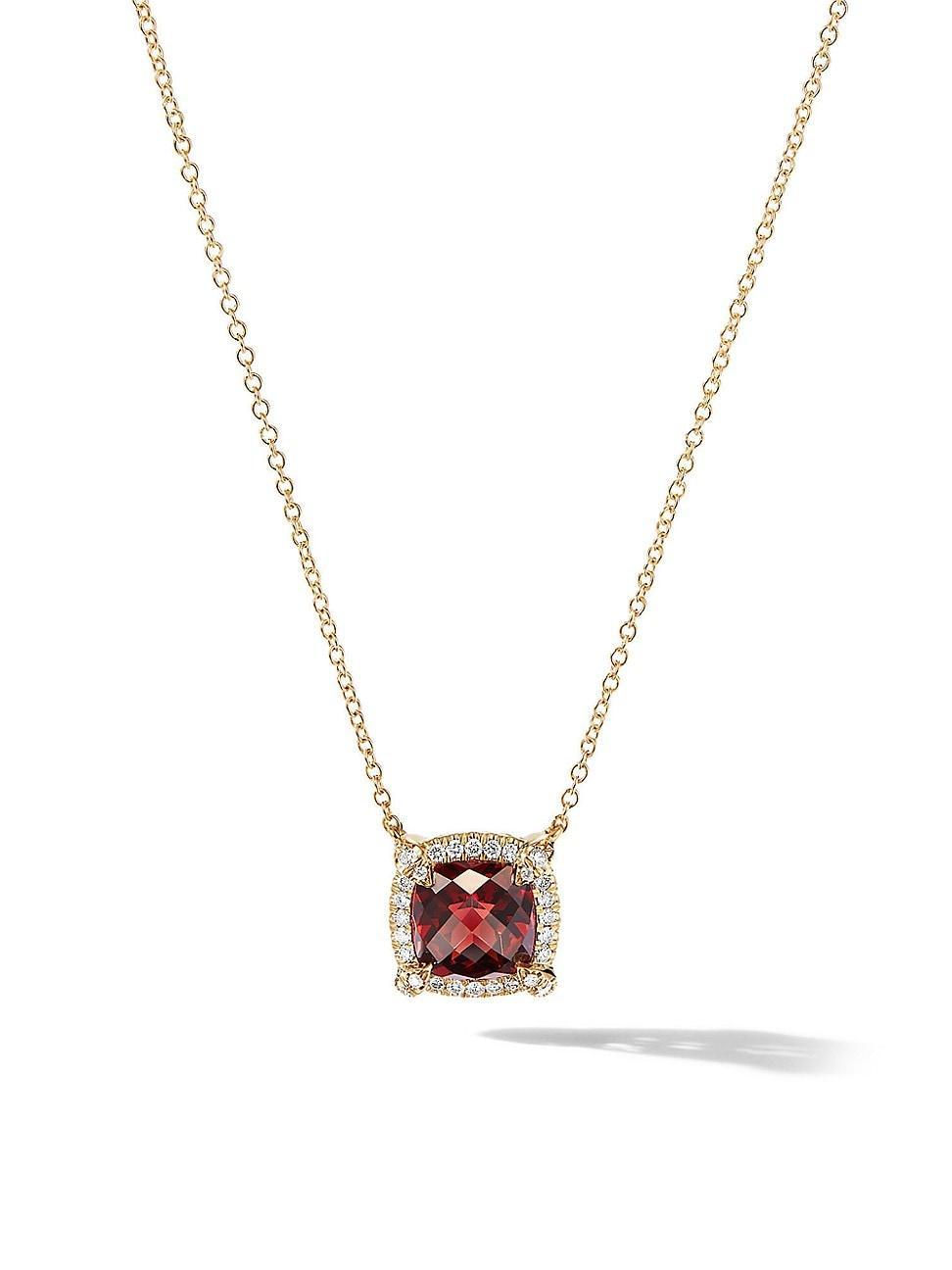 David Yurman Petite Chatelaine Pave Bezel Pendant Necklace in 18K Yellow Gold with Hampton Blue Topaz, 18 Product Image