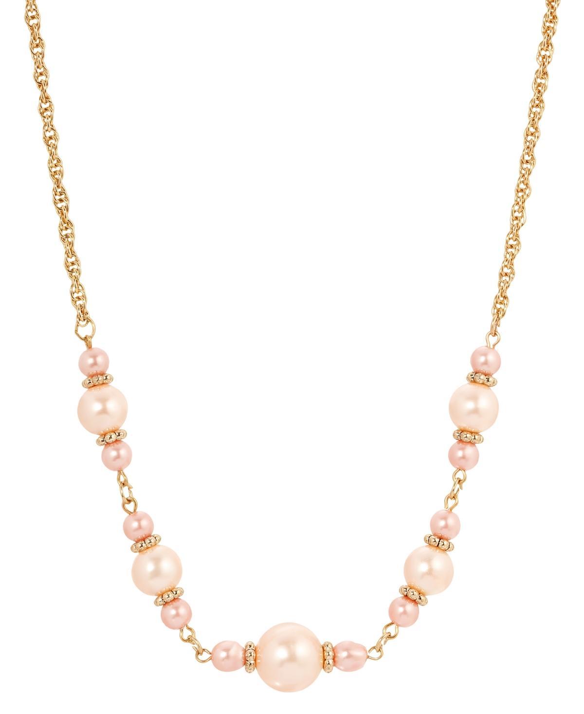 1928 Gold Tone Pink Pearl Necklace, Womens Product Image